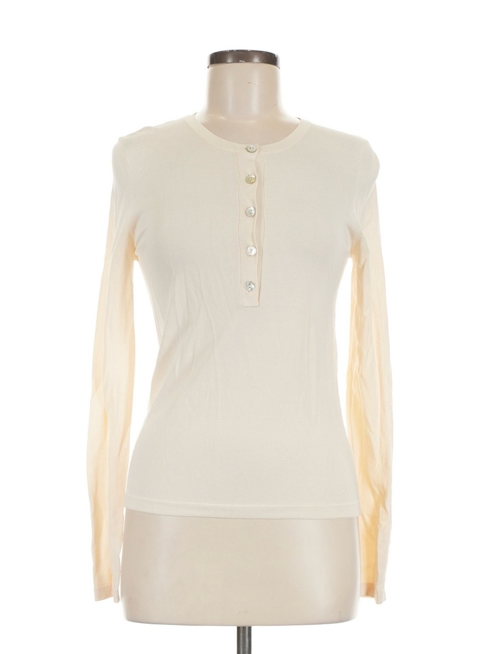 Zara Cream Long-Sleeve Henley Top